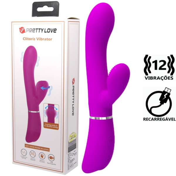 Vibrador Duplo de Ponto G e Clitoris Aveludado - Pretty Love