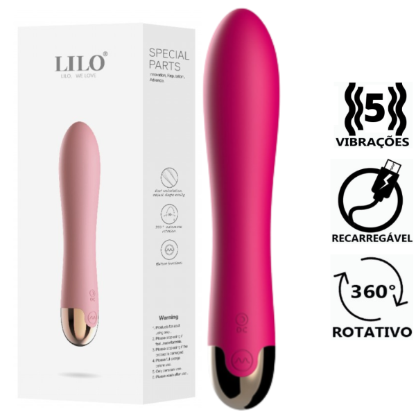 Vibrador Personal Recarregavel com 5 Vibração e Rotação LILO