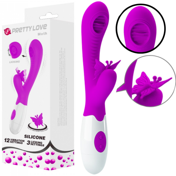 Vibrador de Ponto G com Língua, Clitóris com Borboleta Moth