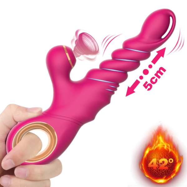 Vibrador de Ponto G e Clitóris com Sucção, Vai e Vem e Aquecimento