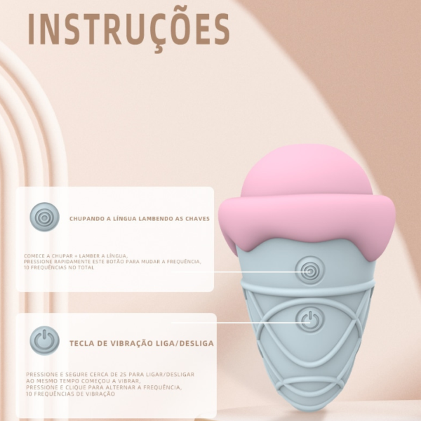 Vibrador Formato Sorvete com 10 Modos de Sucção Recarregável - Image 3