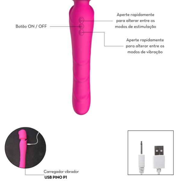 Vibrador Estimulador de Ponto G Clitóris e Seio Recarregável - Image 8
