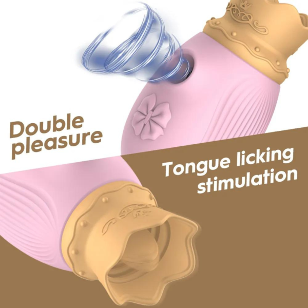Vibrador Duplo com Lingua Estimuladora e Sugador Little king - Image 2