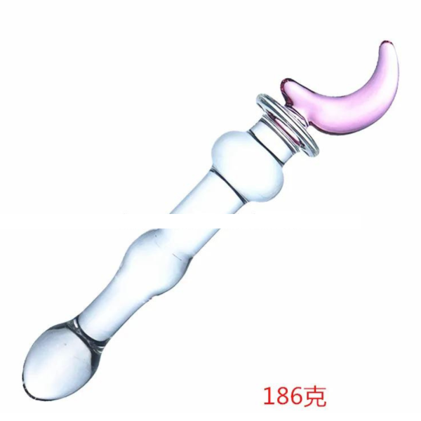 Plug Anal Grande De Vidro Com 3 Esferas Base Forma de Lua - Image 7