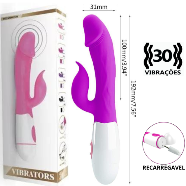 Vibrador Ponto G com Estimulador Clitoriano Recarregável - Female Vibrator