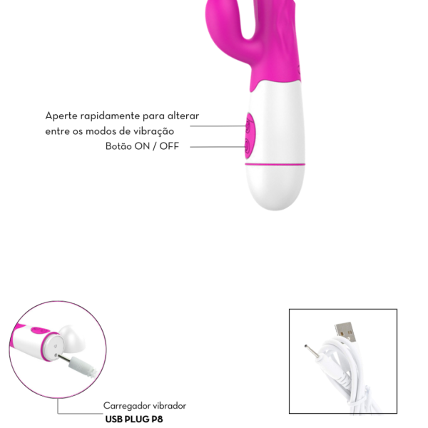 Vibrador Ponto G com Estimulador Clitoriano Recarregável - Female Vibrator - Image 5