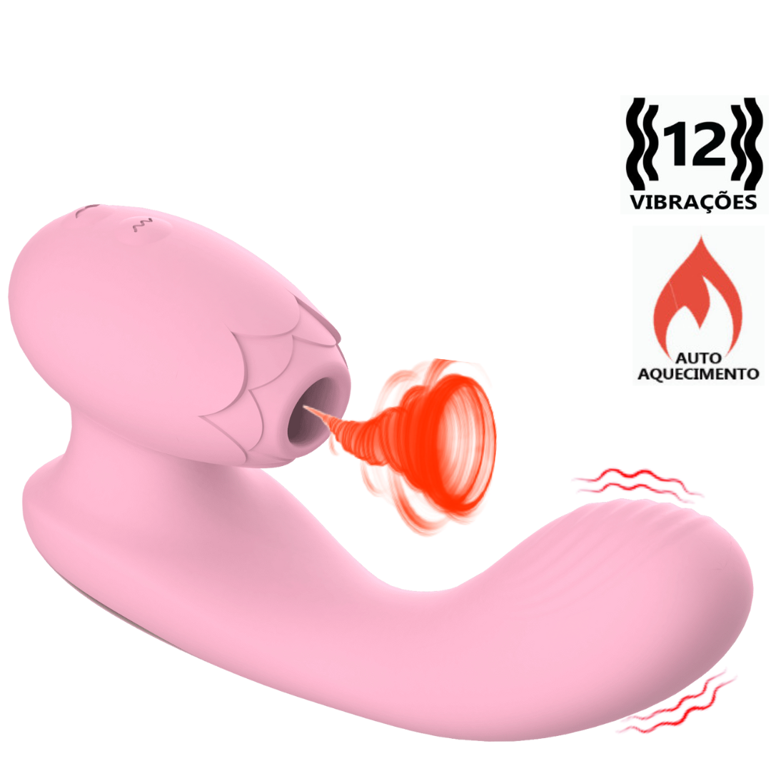 Vibrador com Estimulador de Clitóris com 12 Modos de Vibração e Sucção Recarregável