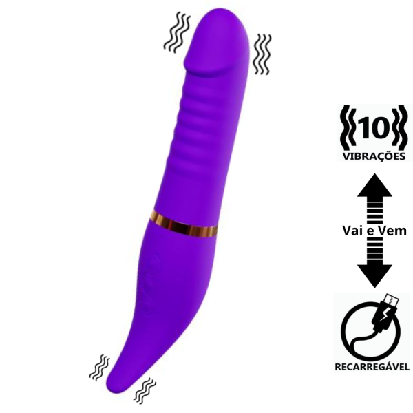 Vibrador Ponta Dupla Com 10 Modos de Vibração Recarregável