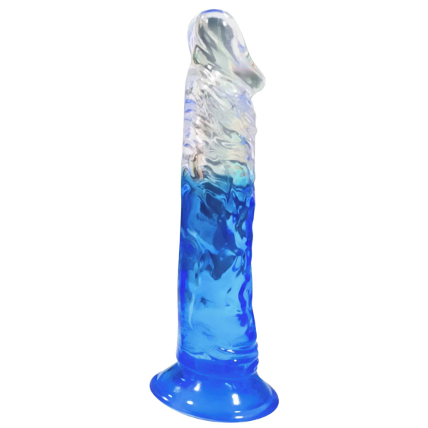 Pênis Transparente com Degrade Azul e Ventosa Azul 18.5x3.5cm - Image 4