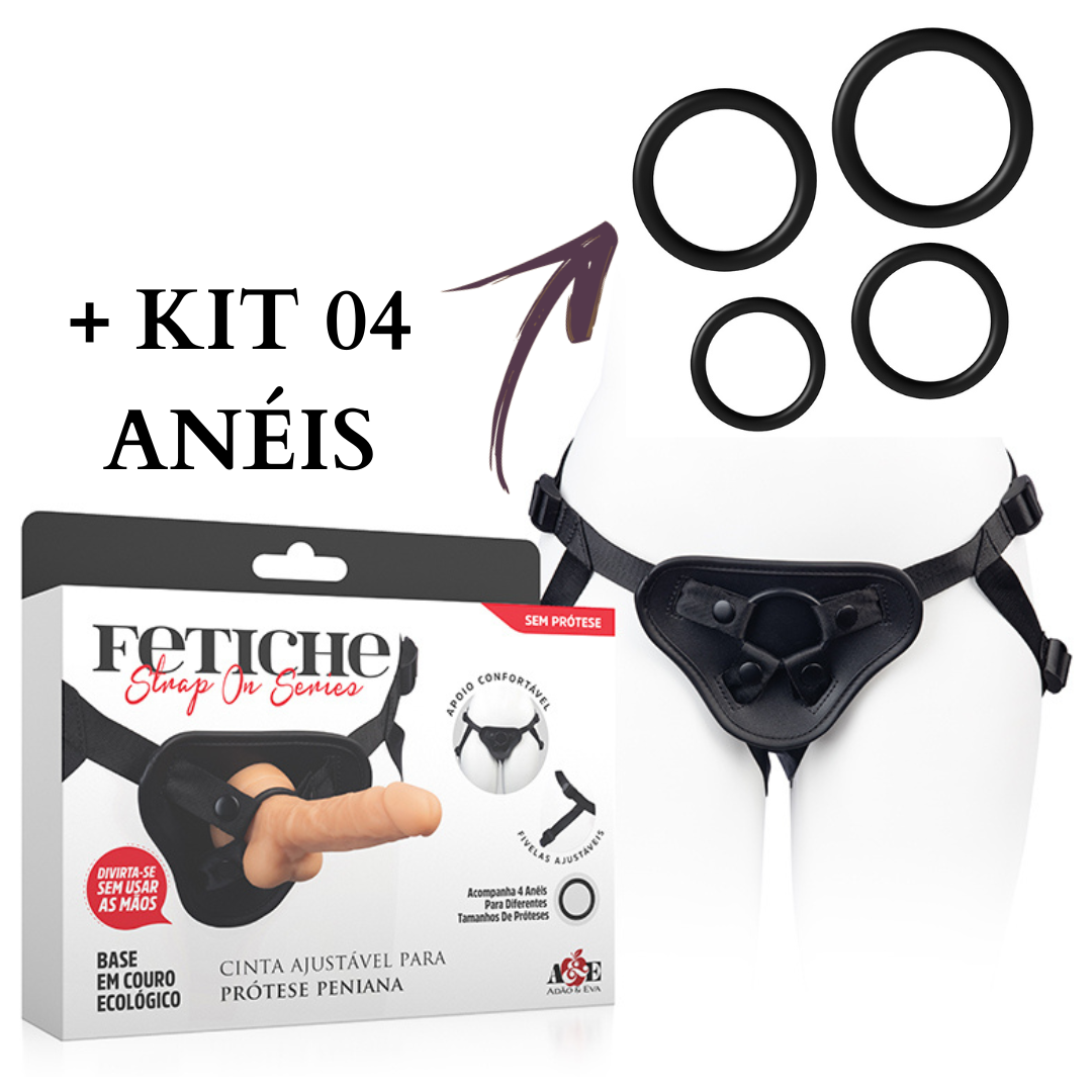 Cinta Ajustável Fetiche Strap-On Para Prótese Peniana Com 4 Anéis
