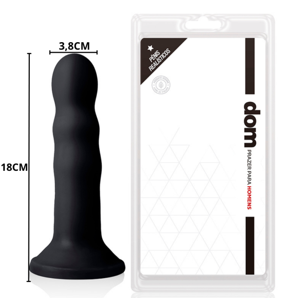 Protese Dildo Plug Wavy com Ventosa - 18x3,8cm - Dom