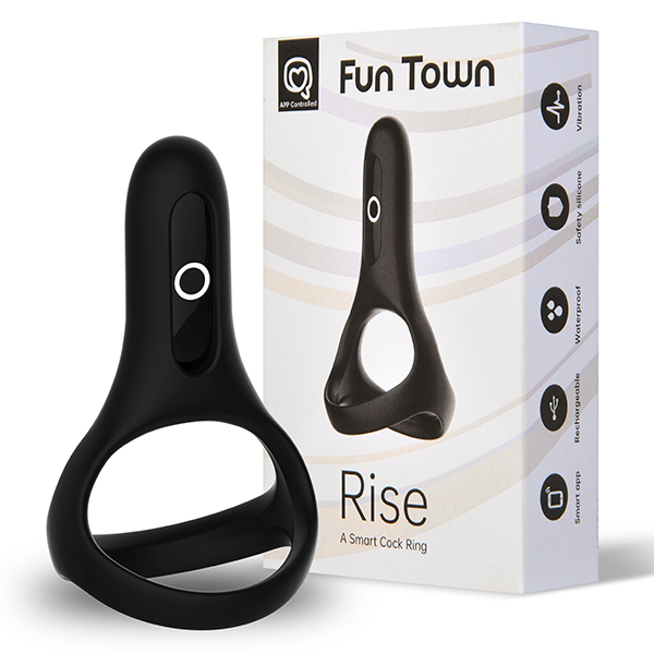Anel Peniano Vibratório Silicone Com App Control Rise Black Cock
