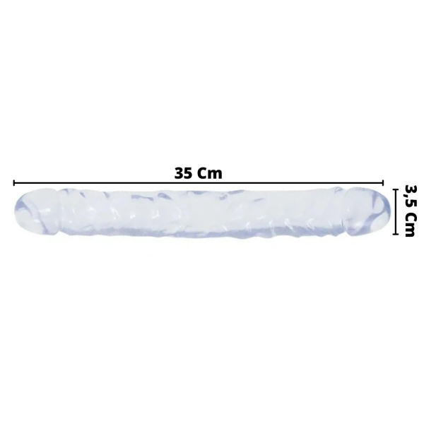 Pênis Realístico Silicone Transparente Macio Ponta Duplo Hawaiano 35 Cm - Image 2