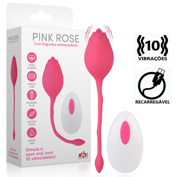 Vibrador Pink Rose Com Língua Estimuladora de Clitóris 10 Vibrações