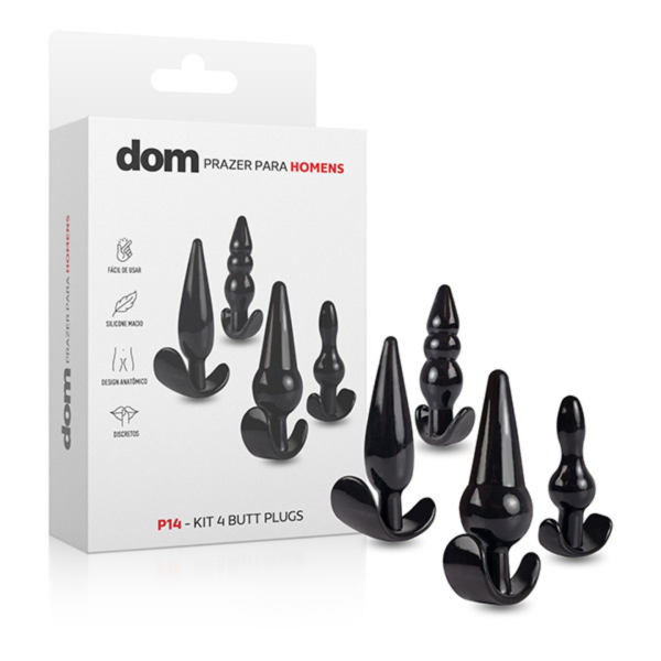 Kit 04 Plugs Anal em Silicone Diferente Forma e Tamanhos P14