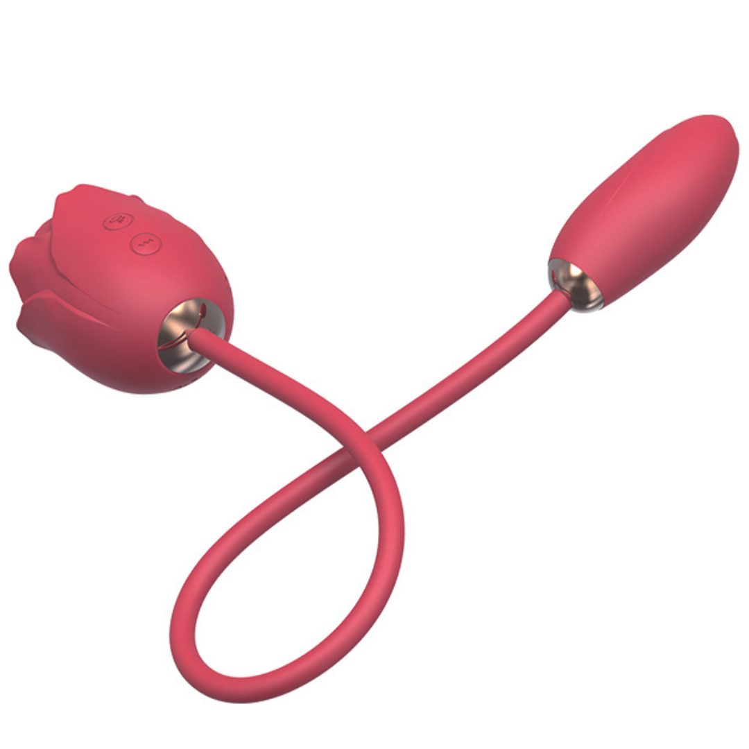 Estimulador Duplo em Formato de Rosa Com Sugador e Vibrador - Imagem 4