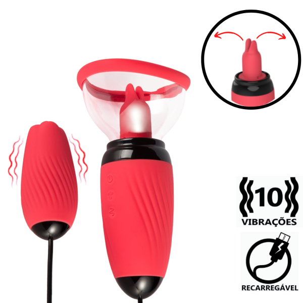 Vibrador Ponta Dupla Com Bullet + Lingua Estimuladora - USB