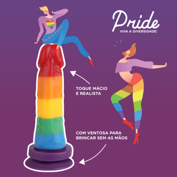 Prótese Realística Silicone Colorida Pride Com Ventosa 16x3,5 Cm - Image 5