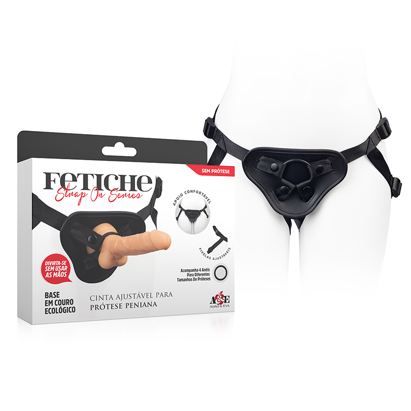 Cinta Ajustável Fetiche Strap-On Para Prótese Peniana Com 4 Anéis - Imagem 4