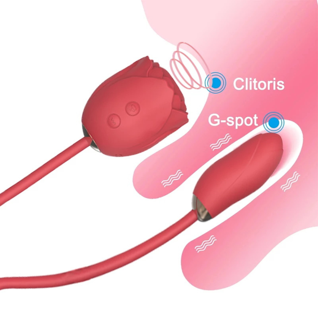 Estimulador Duplo em Formato de Rosa Com Sugador e Vibrador - Imagem 6