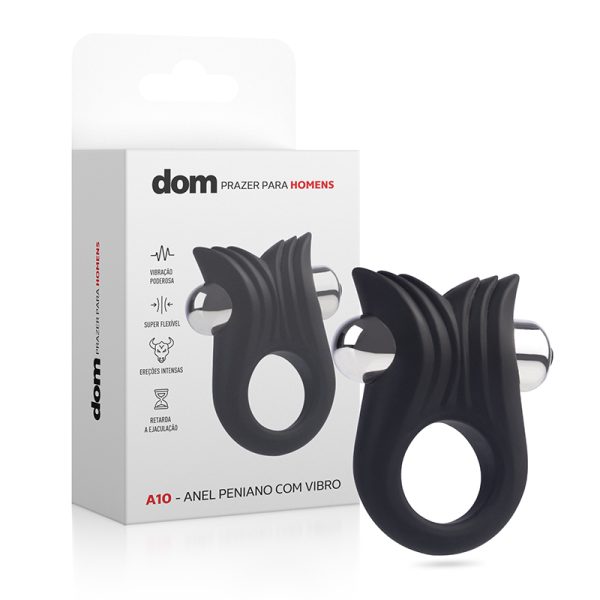 Anel Peniano Em Silicone Preto Macio Com Vibrador A10