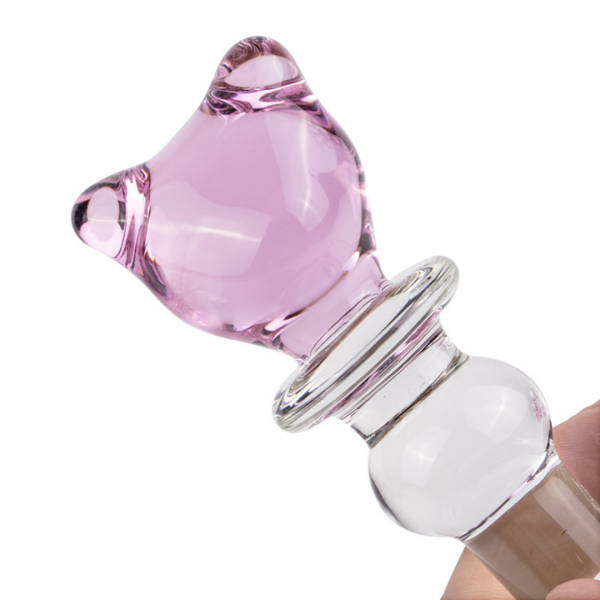 Plug Anal de Vidro Com Esferas Formato Gatinho Rosa 18 Cm - Image 7