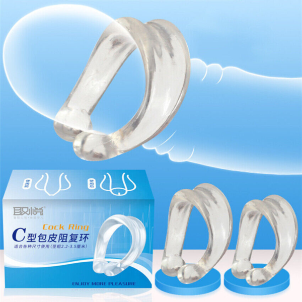 KIT 02 Aneis Peniano Retardante e para Glande - C Cock Ring