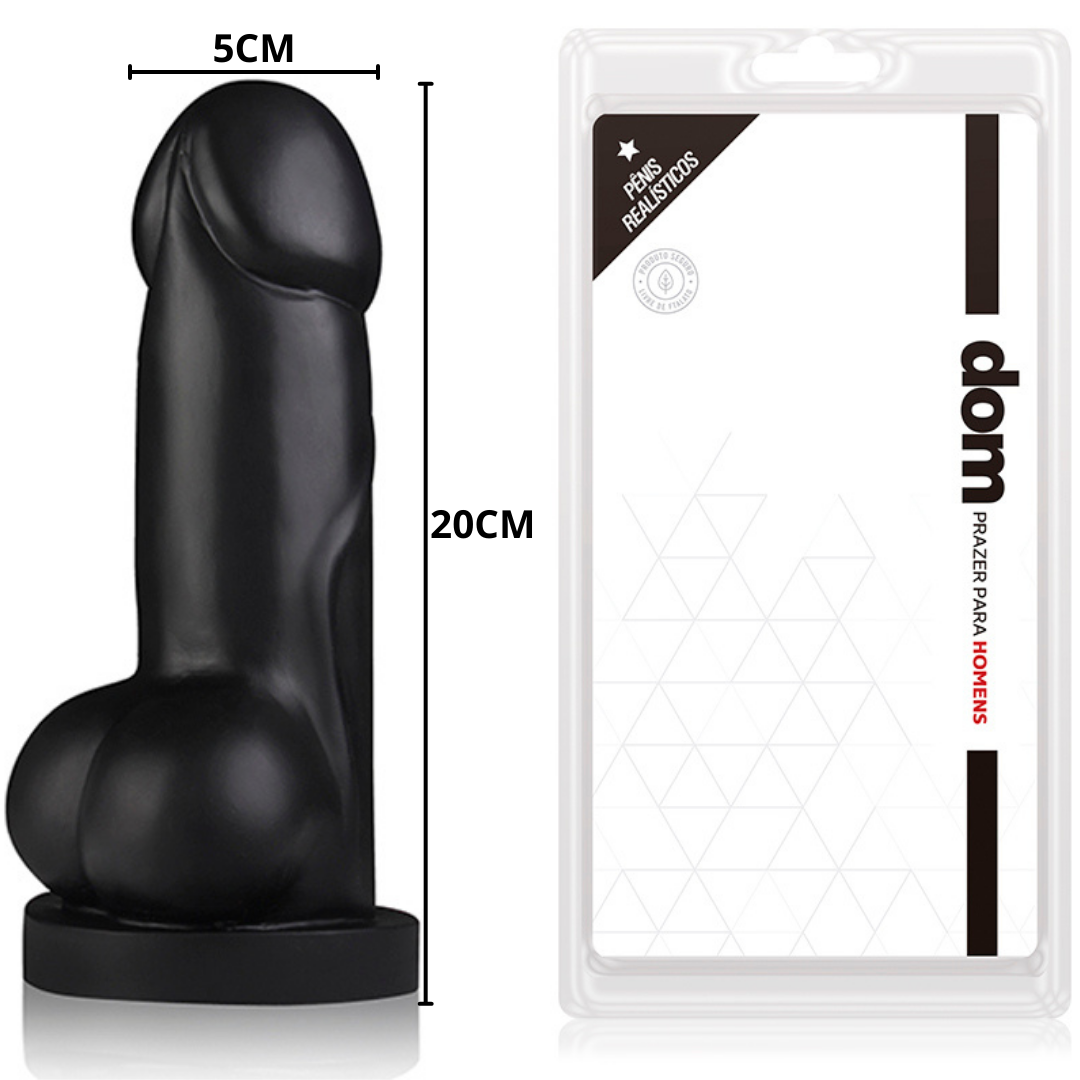 Pênis Realístico Grande e Grosso com Escroto - 20x5cm - Dom