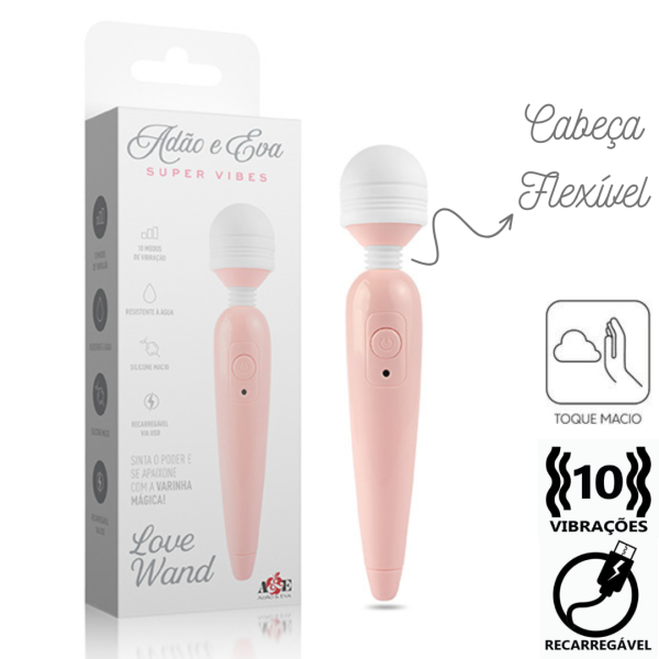 Vibrador Varinha Estimuladora Love Wand 10 Vibrações Flexível