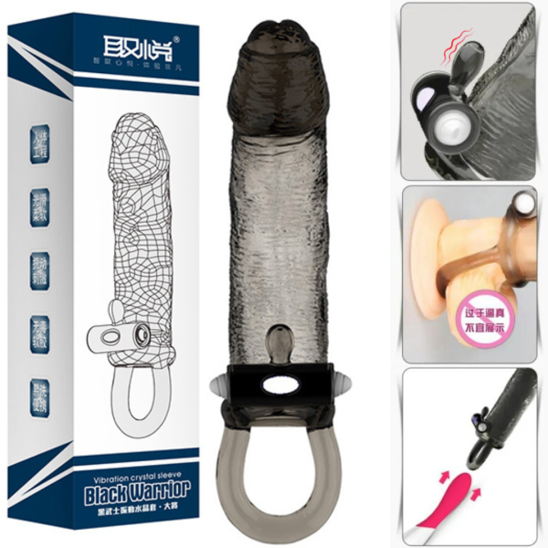 Capa Extensor Peniano Fumê com Anel Testicular e Vibrador