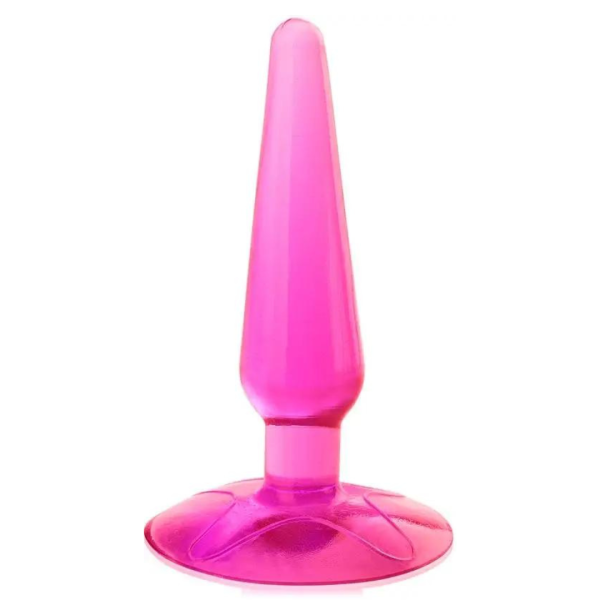 Plug Anal Para Iniciantes Em Silicone Flexivel Rosa Com Base - Image 2