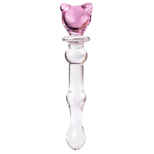 Plug Anal de Vidro Com Esferas Formato Gatinho Rosa 18 Cm - Image 4