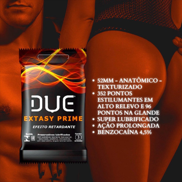 Preservativo DUE Com Efeito Retardante 52MM - Extasy Prime - Image 5