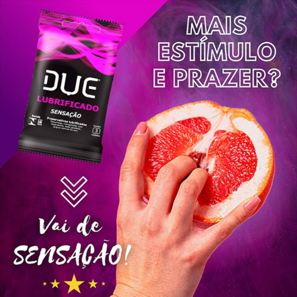 KIT 03 Preservativo DUE - Sensação Super Lubrificada 52mm - Image 2
