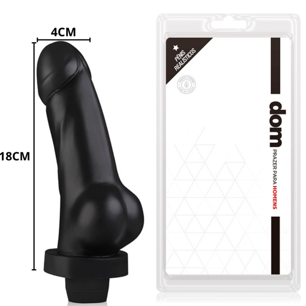 Pênis Realístico e Macio com Vibrador e Escroto 18x4cm - Dom