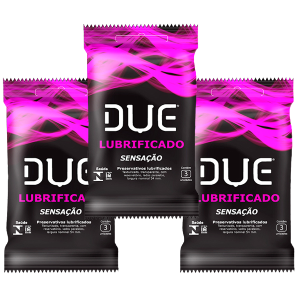 KIT 03 Preservativo DUE - Sensação Super Lubrificada 52mm