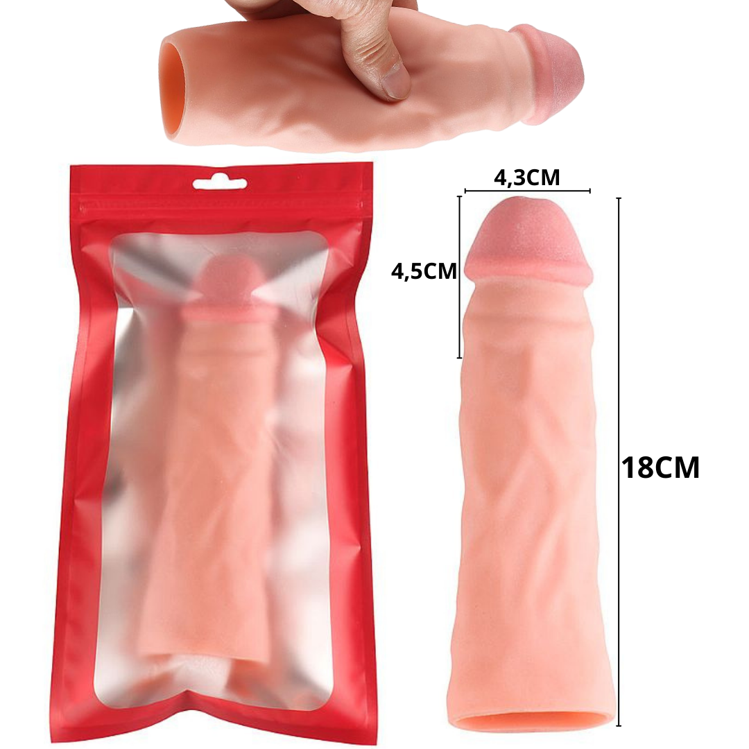 Capa Peniana Realista com Extensor de 4,5cm - Total 18x4,3CM
