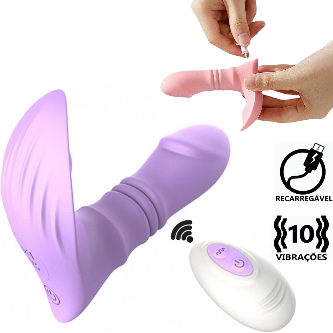 Vibrador de Ponto G e Clitóris com Vai e Vem Controle Remoto