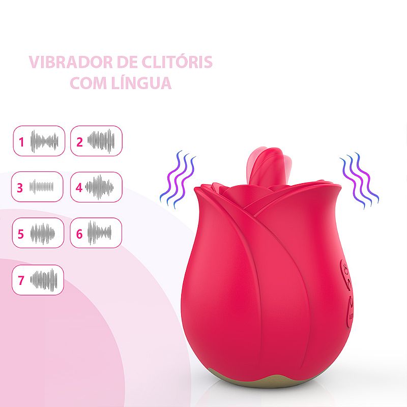 Vibrador de Clitóris Formato de Rosa Com Língua Estimuladora - Imagem 6