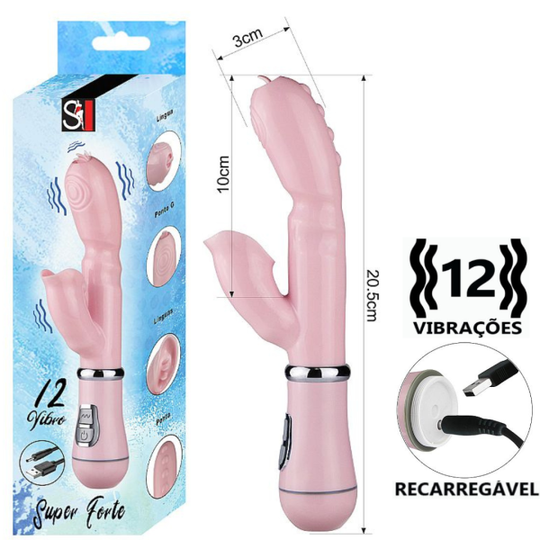 Vibrador de Ponto G e Clitóris com Língua Estimuladora - USB
