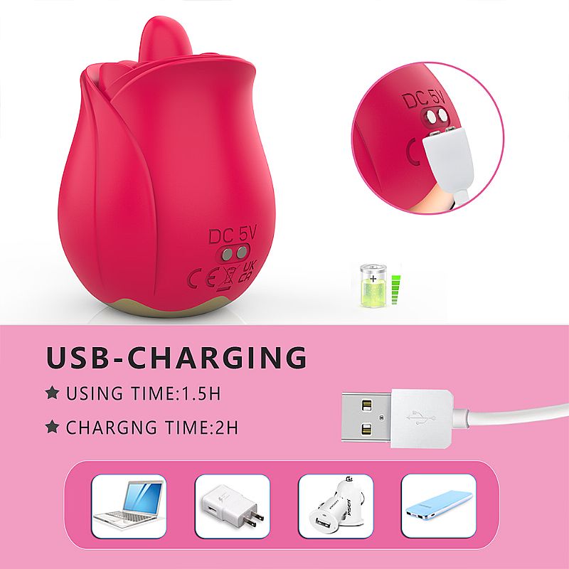 Vibrador de Clitóris Formato de Rosa Com Língua Estimuladora - Imagem 7