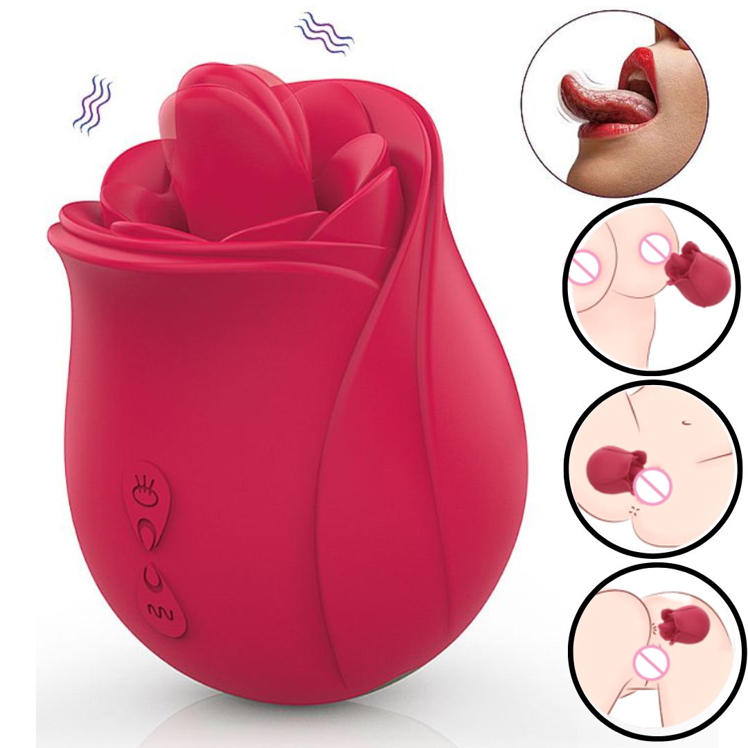 Vibrador de Clitóris Formato de Rosa Com Língua Estimuladora