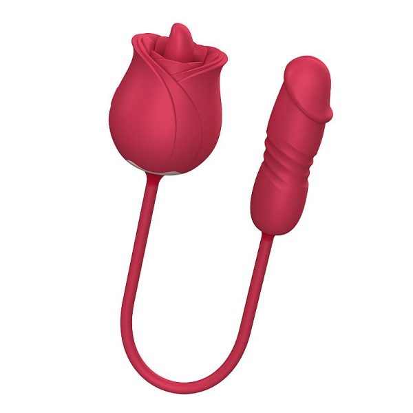 Vibrador Rosa Ponta Dupla Língua Estimuladora e Penetrador Vai e Vem - Image 2