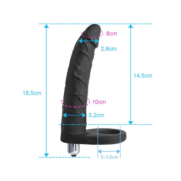 Anel Companheiro Amigão Preto Grande e Fino Com Vibrador - Image 2