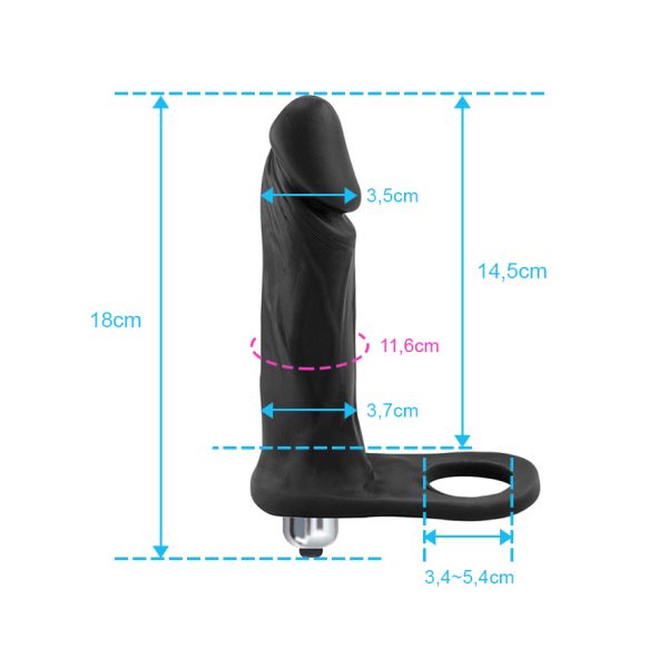 Anel Companheiro Amigão Com Vibrador dupla Penetração Preto - Image 2