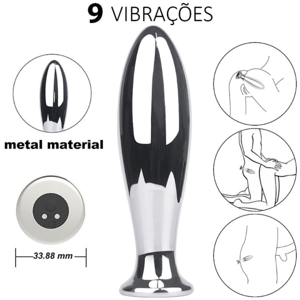 Plug Anal em Aço com Vibrador Recarregavel - Doley - S-Hande