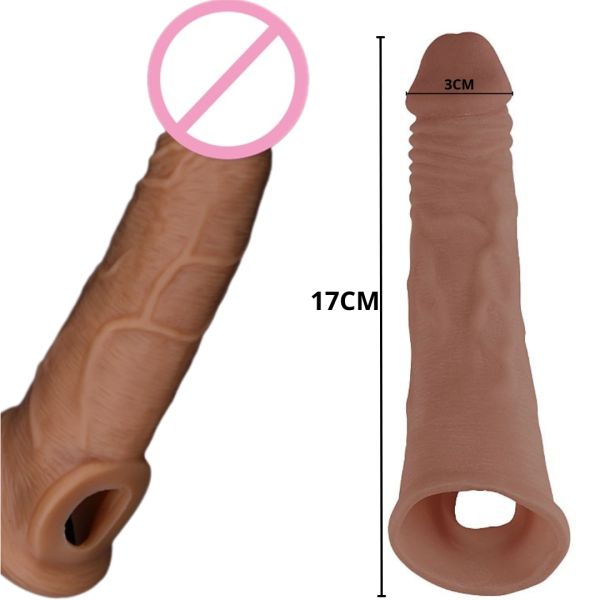Capa Peniana Extensora C/ Anel de Escroto Ultra Macia 17x3CM