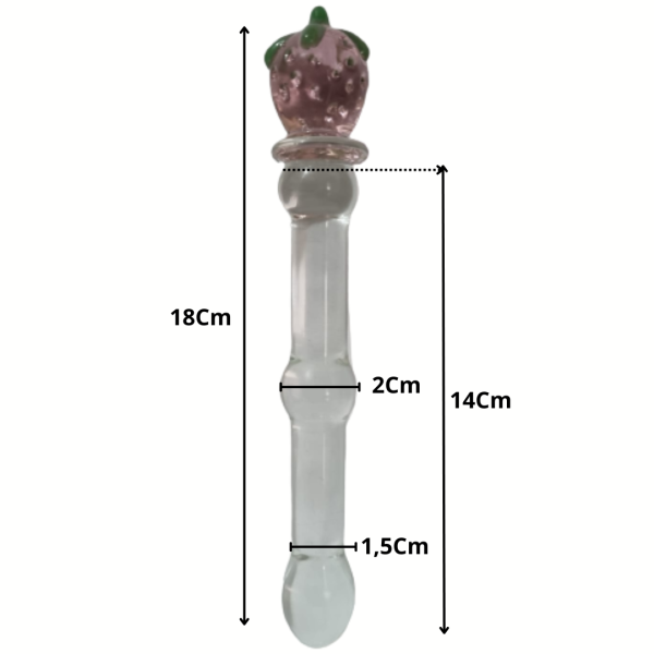 Plug Anal em Vidro Com Esferas Onduladas Base Morango 18 Cm - Image 3