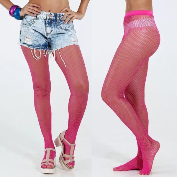 Meia Calça Feminina Arrastão na Cor Pink - Trama Pequena - Image 3