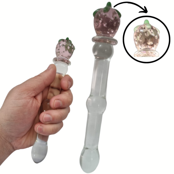 Plug Anal em Vidro Com Esferas Onduladas Base Morango 18 Cm - Image 2